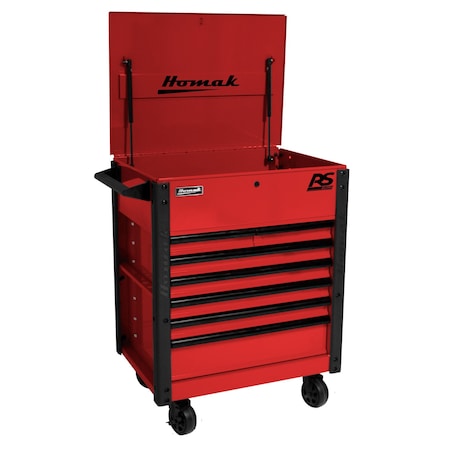 Homak 35in 7 DRAWER FLIP-TOP SERVICE CART - RED RD06035247